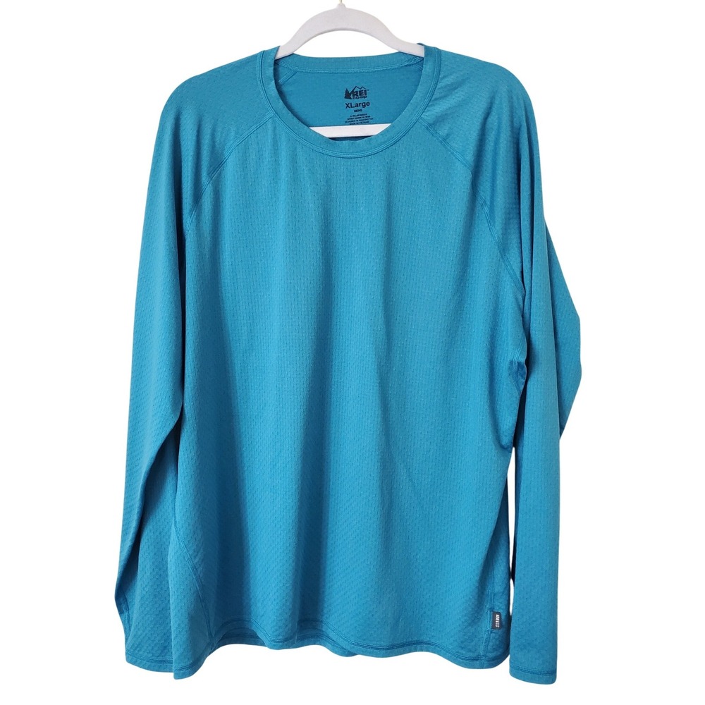 REI Co Op Mens Blue Long Sleeve Athletic Base Layer Shirt XL Breathable Hiking
